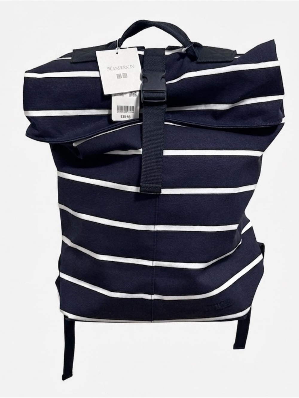 NWT Uniqlo x J.W. Anderson Navy Striped Roll Top Backpack JWA Logo